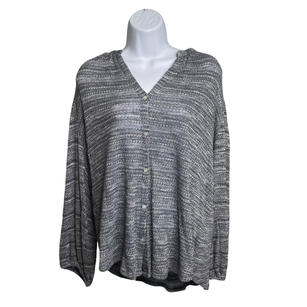 Lucky Brand Women's Marled Cotton Cardigan Size M Slouchy Coastal Lagenlook Boho